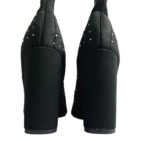 Wild Diva Rhinestone Studded Ankle Sock Block Heel Boots/7 - Picture 6 of 9